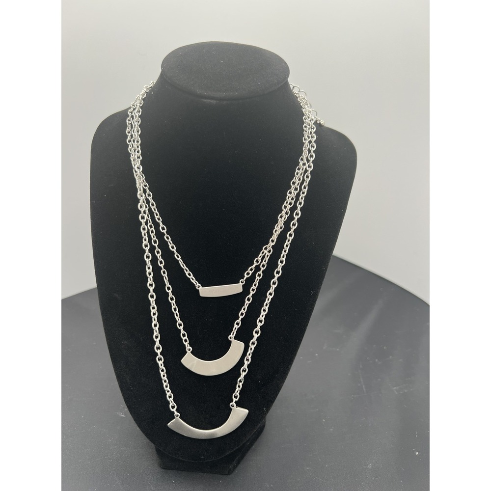 💎✨ Banana Republic‎ Triple Layered Silver Bars Necklace – 15" Adjustable – NIP
